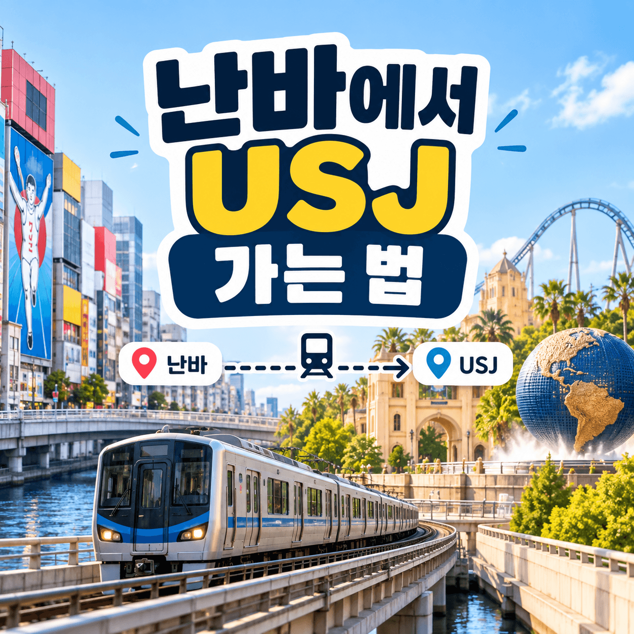 난바에서 USJ 가는 길